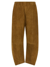 Khaite Clover Brown Leather Pants for Women