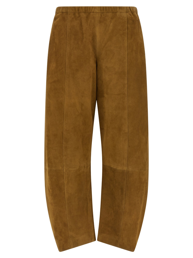 Khaite Clover Brown Leather Pants for Women