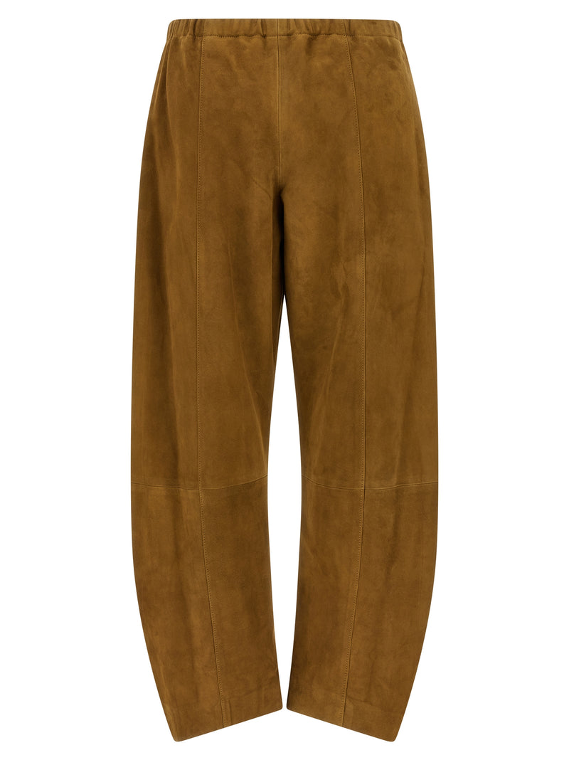 Khaite Clover Brown Leather Pants for Women