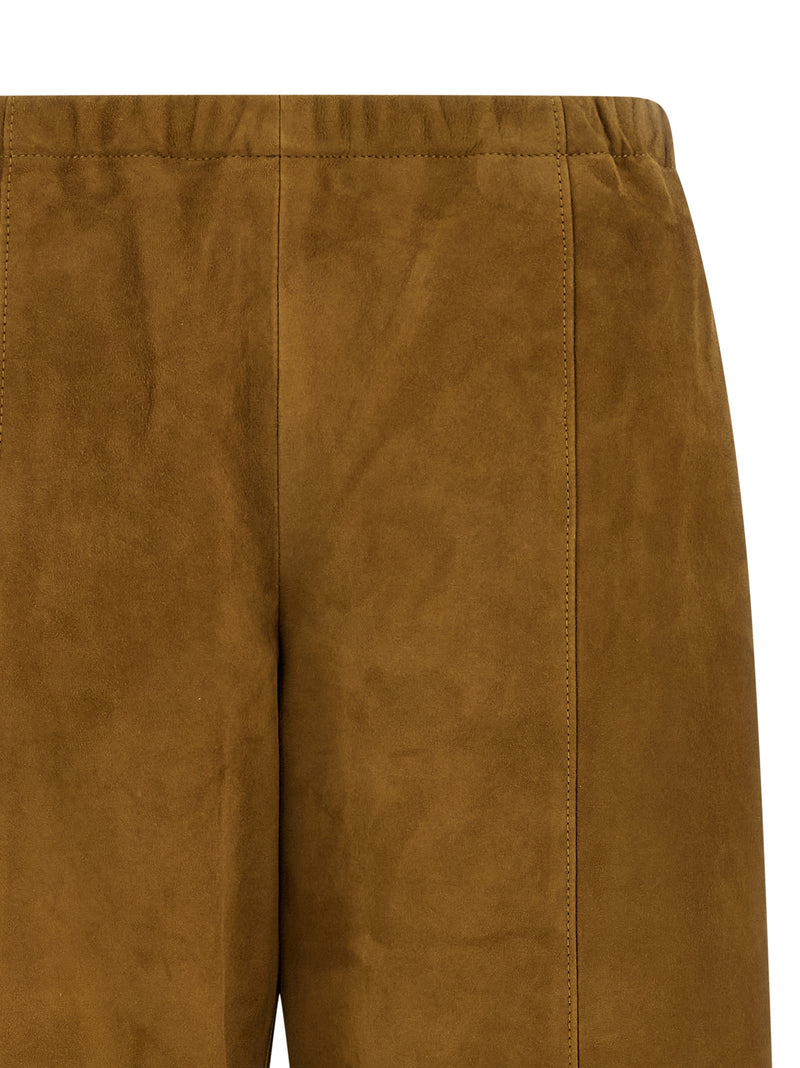Khaite Clover Brown Leather Pants for Women