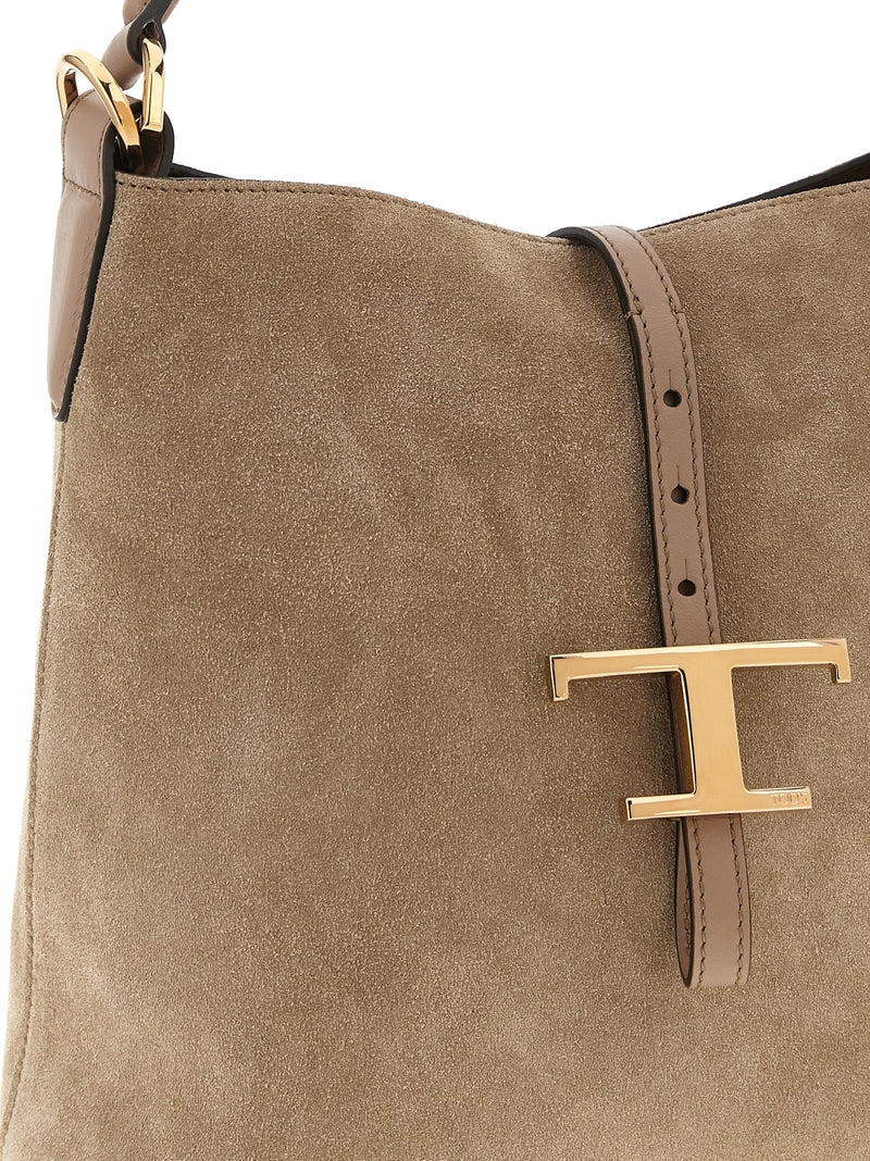 Tod's T Timeless Beige Calfskin Handbag