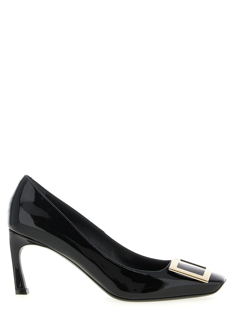 Roger Vivier Trompette Black Calfskin Mid Heel Pumps