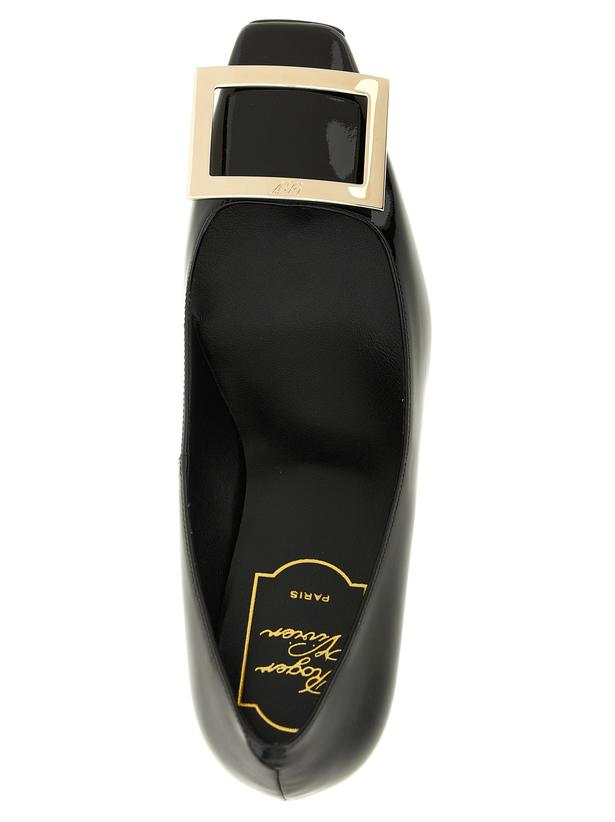 Roger Vivier Trompette Black Calfskin Mid Heel Pumps