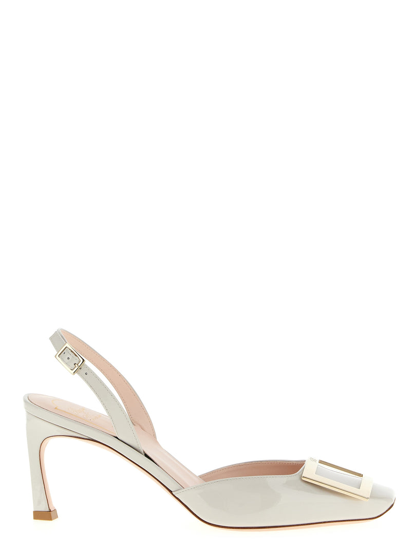 Roger Vivier White Calfskin Mid Heel Pumps