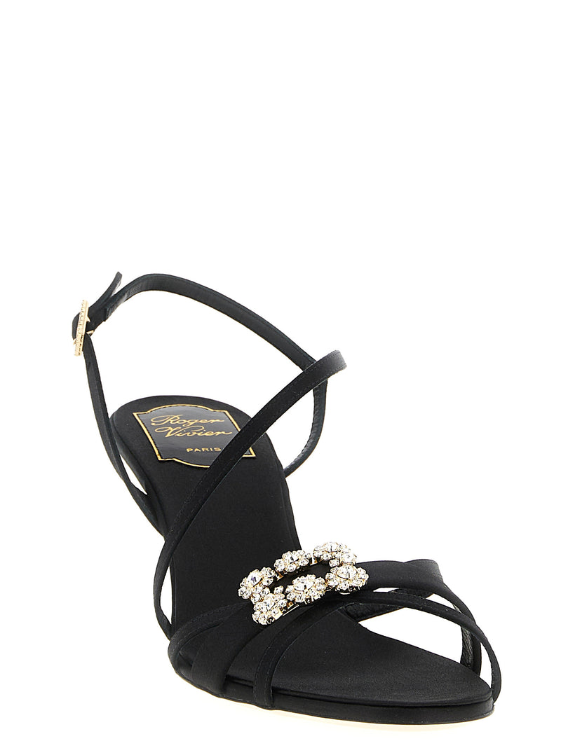Sandales à talons aiguilles en viscose noire Roger Vivier
