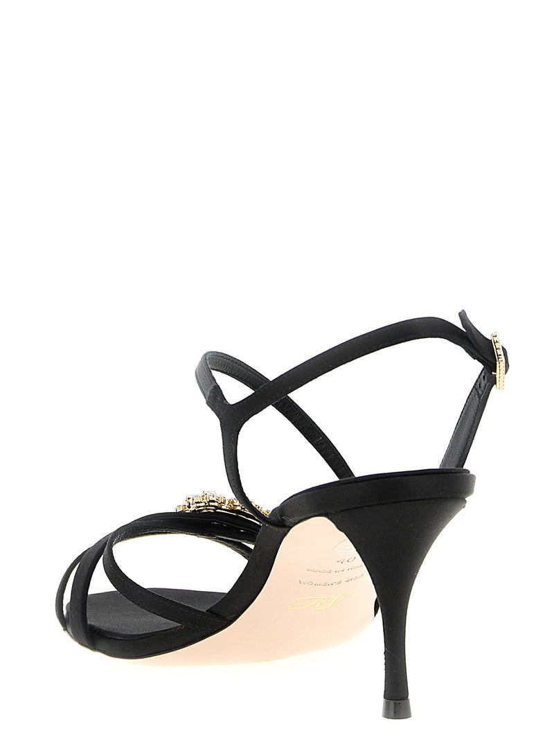 Sandales à talons aiguilles en viscose noire Roger Vivier