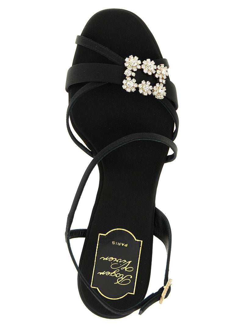 Sandales à talons aiguilles en viscose noire Roger Vivier