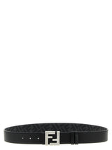 Ceinture Fendi en cuir de veau noir