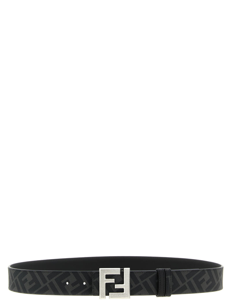 Ceinture Fendi en cuir de veau noir