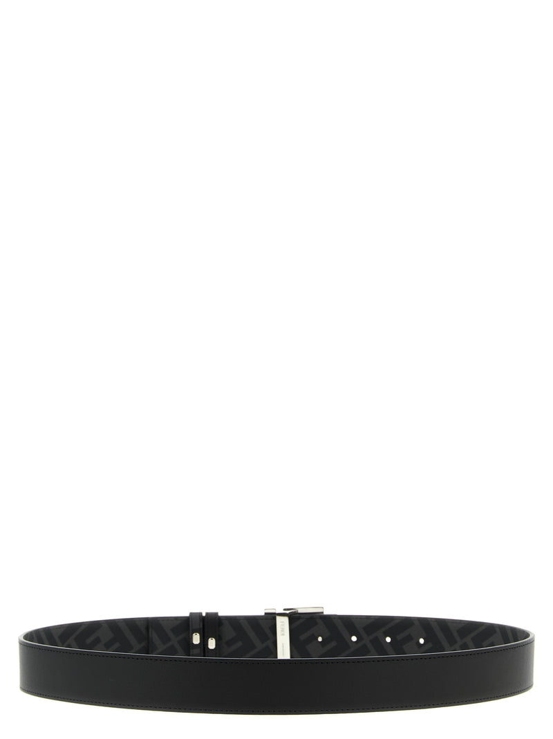 Ceinture Fendi en cuir de veau noir