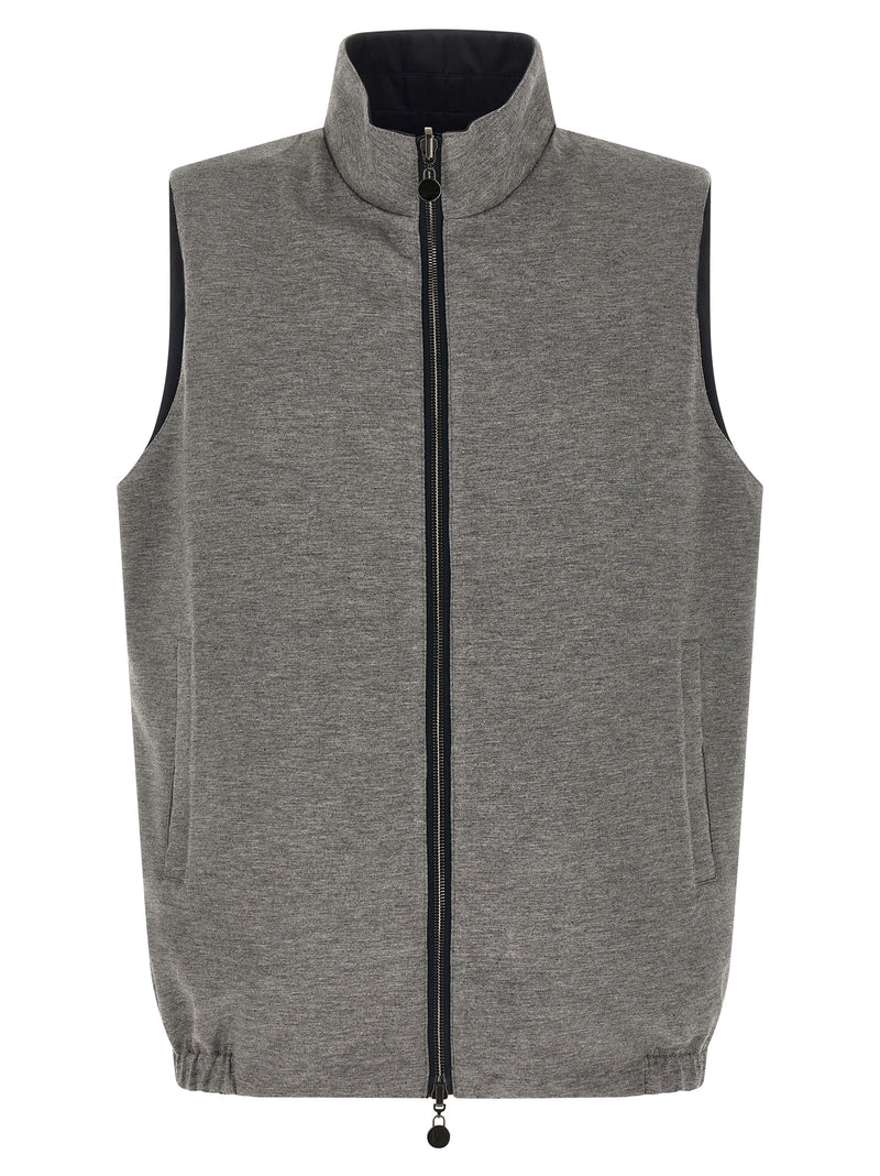 Kiton Blue Cotton Sleeveless Jacket - Luxury Outerwear
