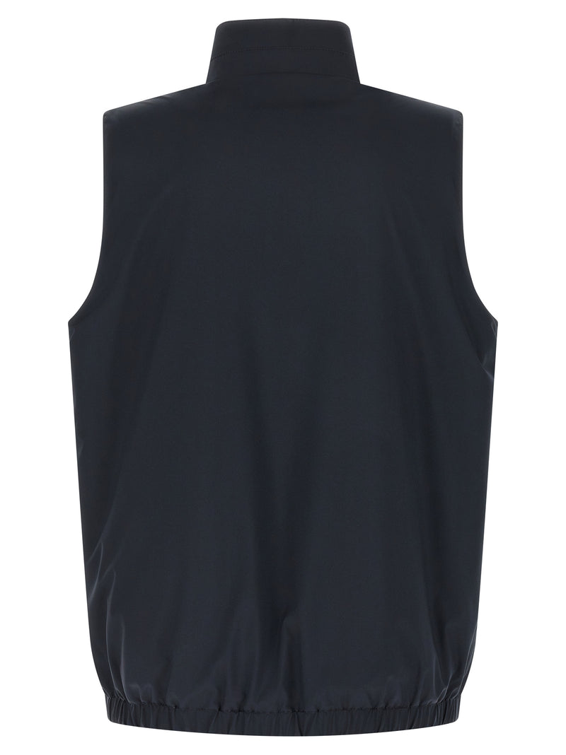 Kiton Blue Cotton Sleeveless Jacket - Luxury Outerwear