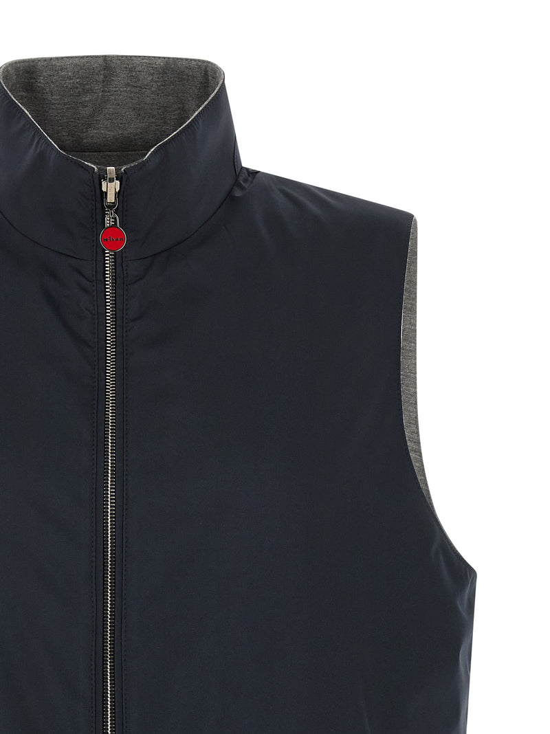 Kiton Blue Cotton Sleeveless Jacket - Luxury Outerwear
