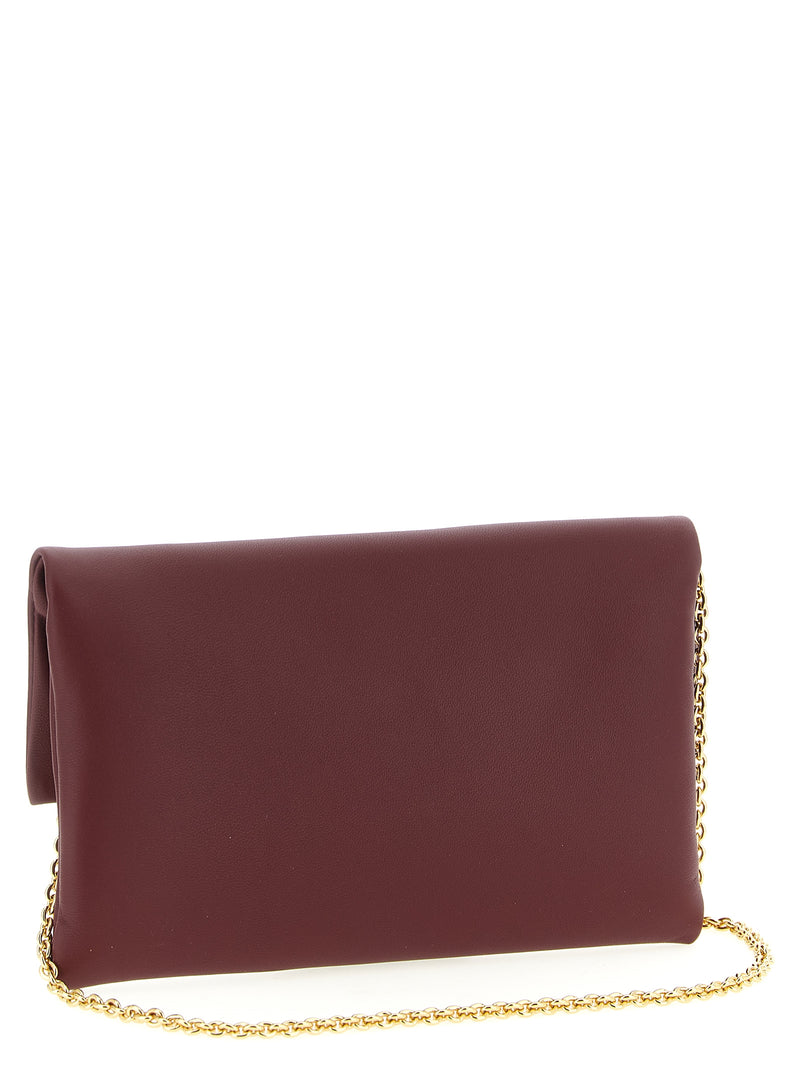 Fendi Mamma Baguette Bordeaux Lamb Leather Clutch Bag