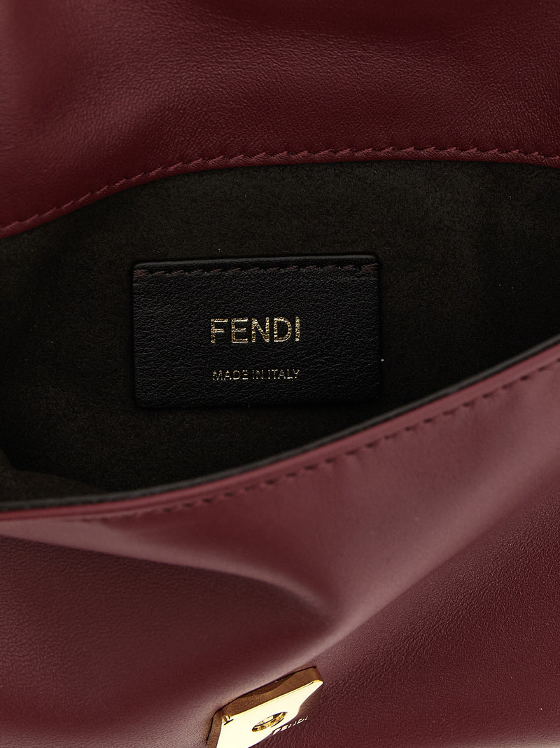 Fendi Mamma Baguette Bordeaux Lamb Leather Clutch Bag