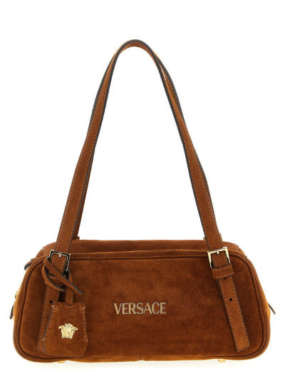 Sac à épaule en cuir de veau marron Versace