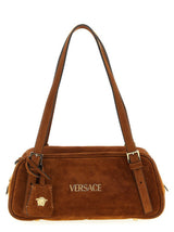 Sac à épaule en cuir de veau marron Versace