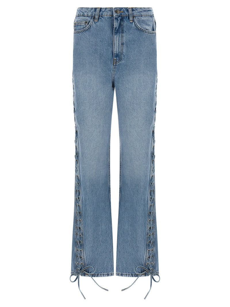 ROTATE BIRGER CHRISTENSEN Blue Cotton Straight-Leg Jeans