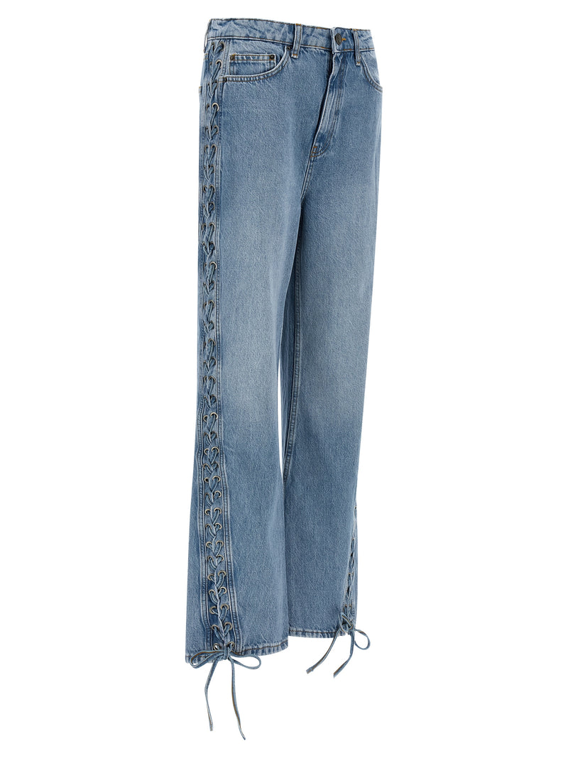 ROTATE BIRGER CHRISTENSEN Blue Cotton Straight-Leg Jeans