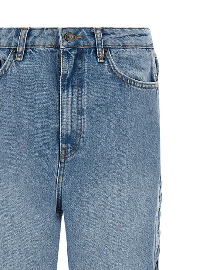 ROTATE BIRGER CHRISTENSEN Blue Cotton Straight-Leg Jeans