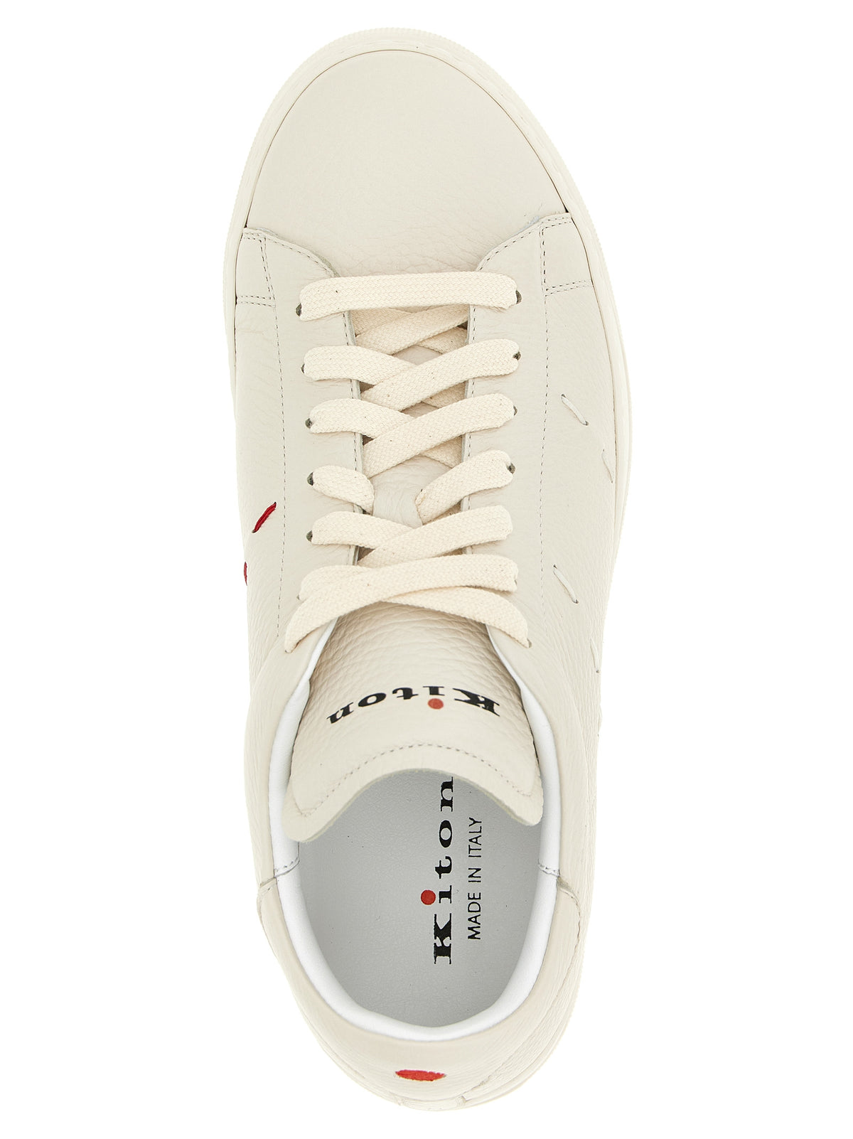 Kiton White Nubuc Leather Low Top Sneakers for Men