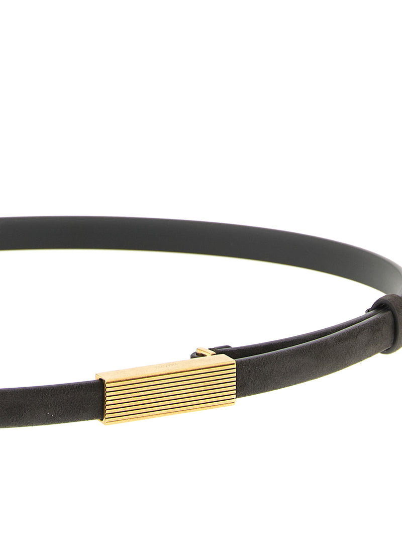 Khaite Ceinture classique en cuir de veau marron