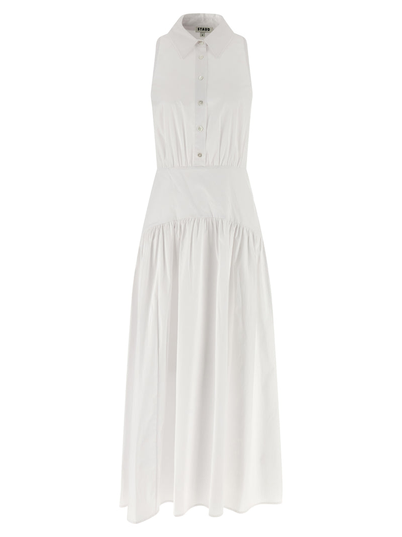 Staud Romy White Cotton Midi Dress