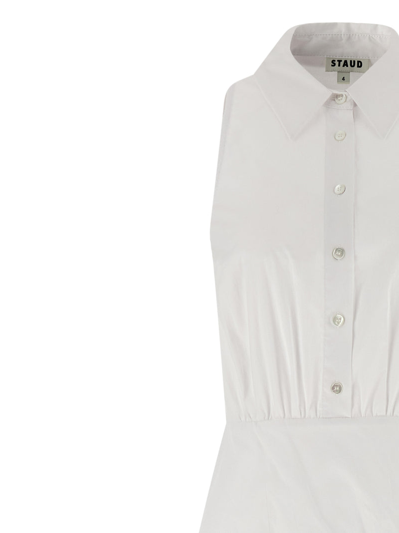Staud Romy White Cotton Midi Dress