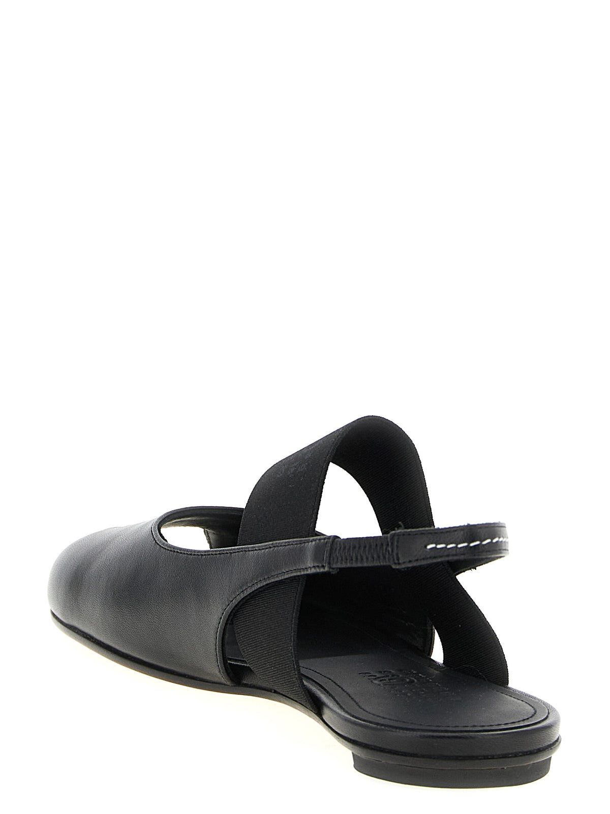 MM6 Maison Margiela Black Lamb Leather Flat Sandals - Anatomic Design