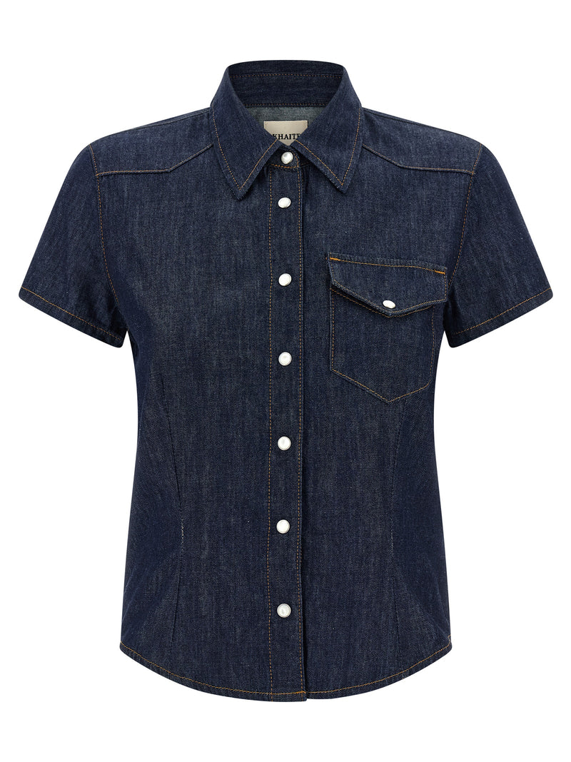Khaite Blue Cotton Blouse