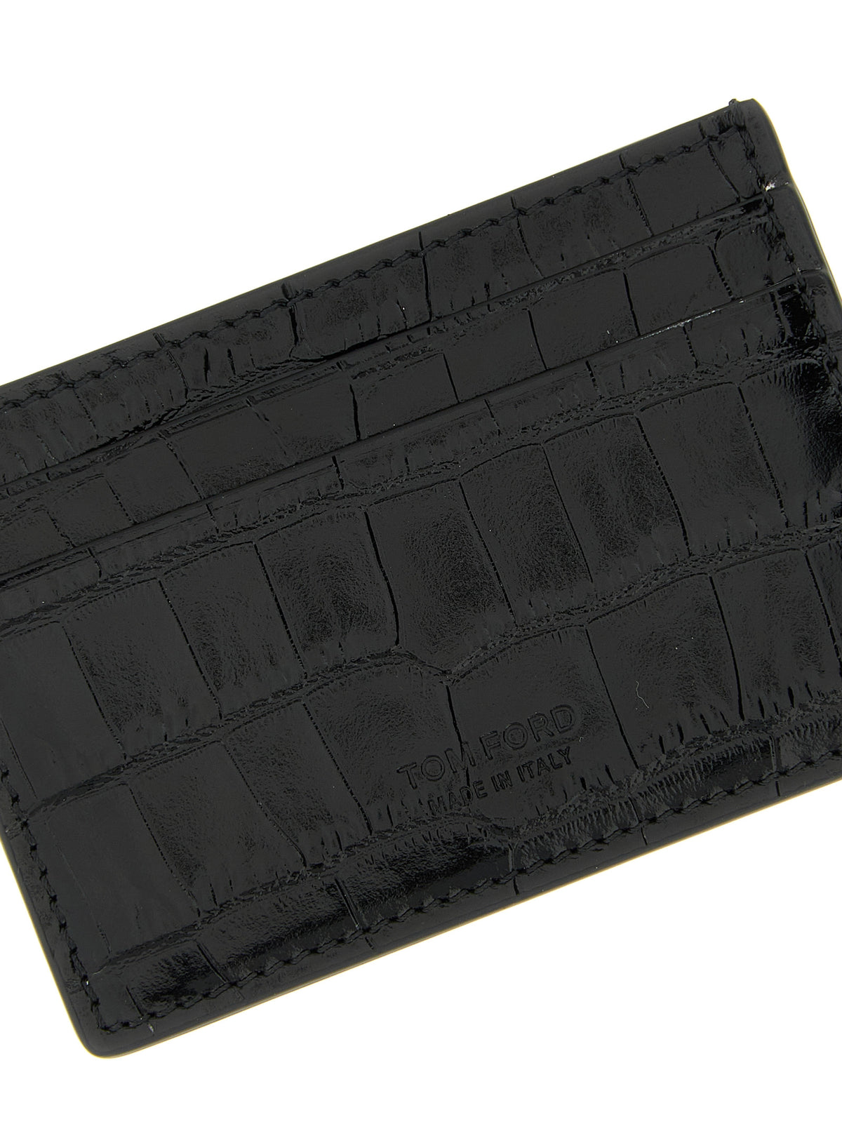 Porte-cartes Tom Ford en cuir de veau noir