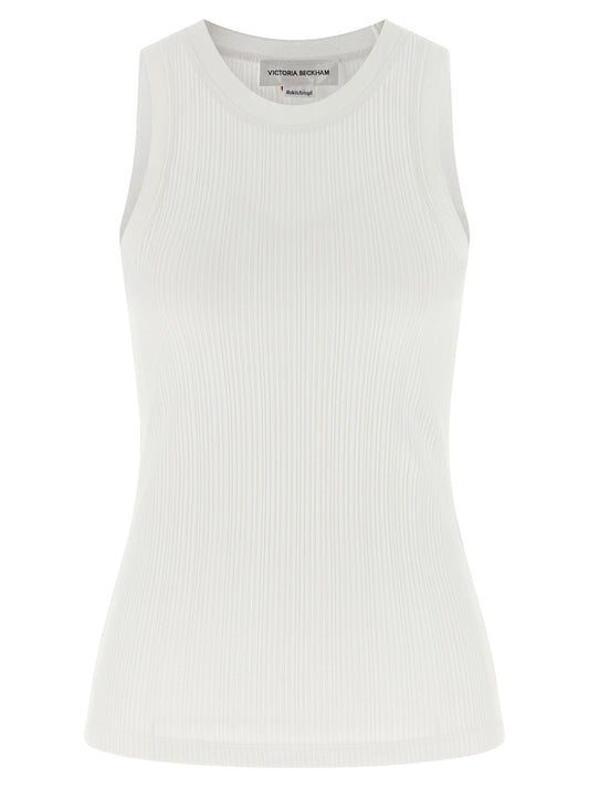 Victoria Beckham White Cotton Sleeveless T-Shirt