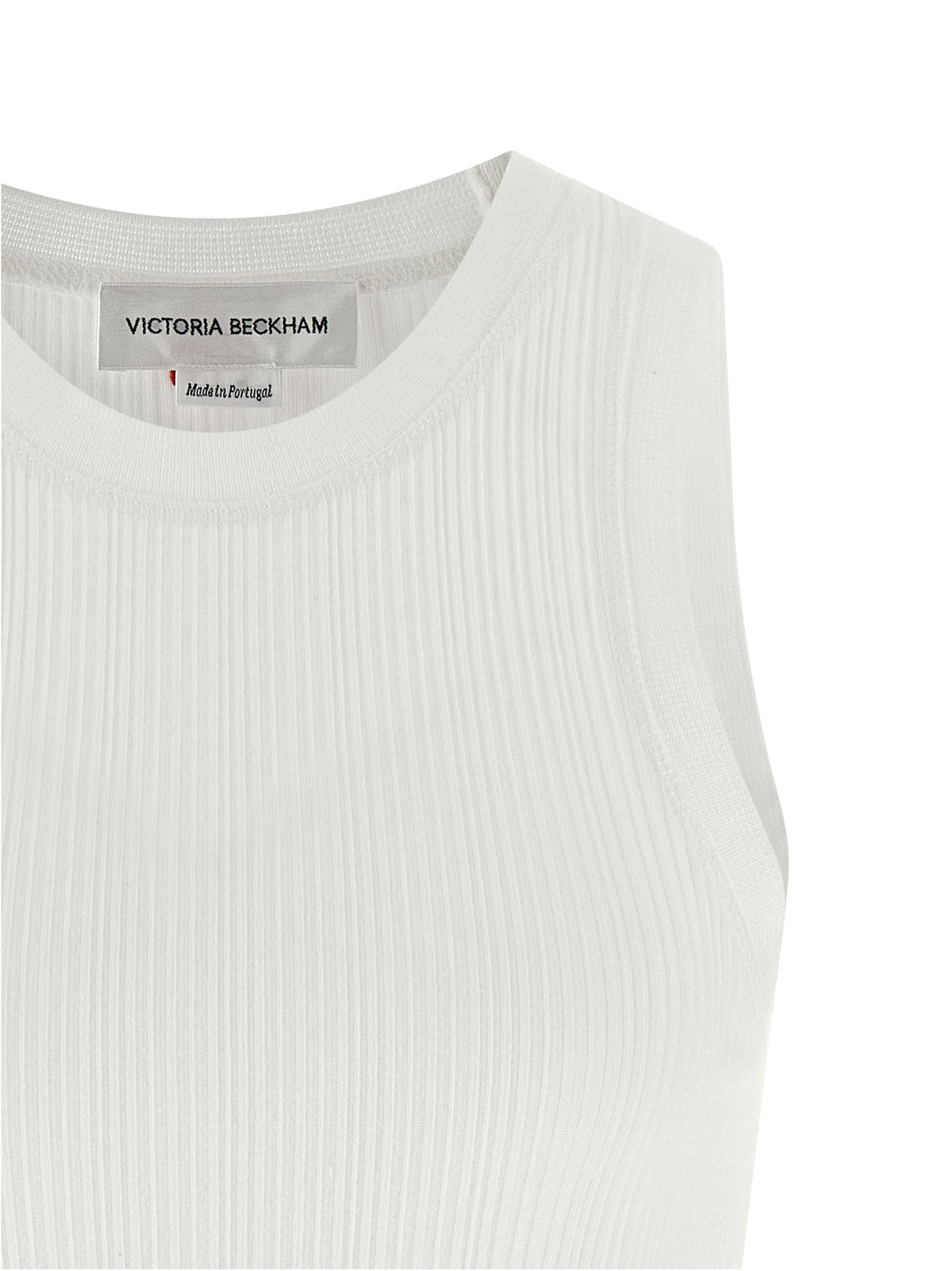 Victoria Beckham White Cotton Sleeveless T-Shirt
