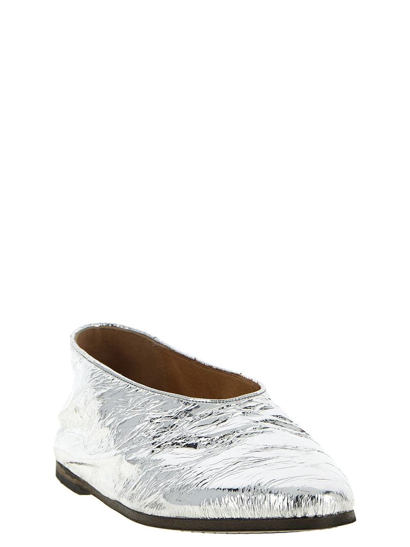 Ballerines Marsell en cuir de veau argenté