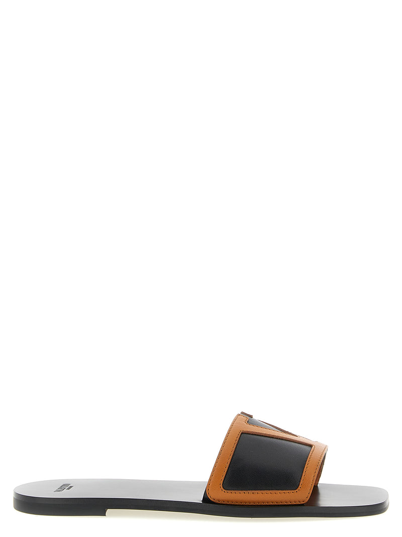 Valentino Garavani Brown Lamb Leather Slides - Viva Superstar