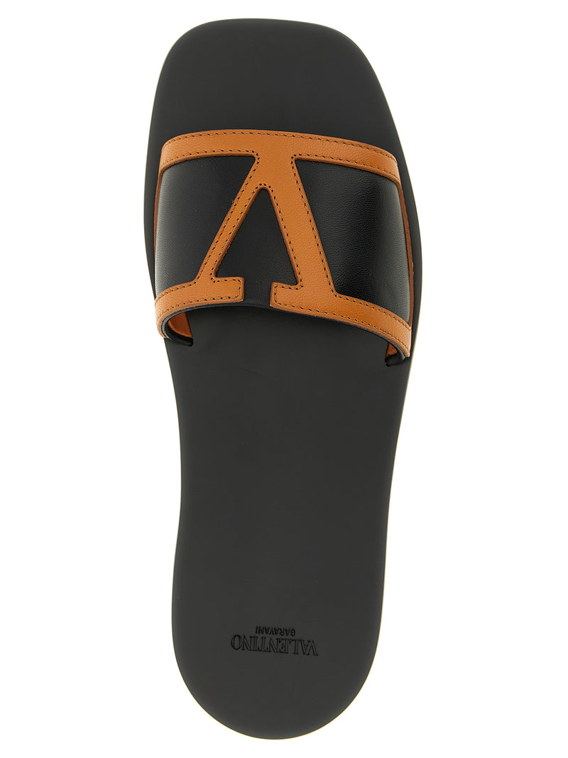 Valentino Garavani Brown Lamb Leather Slides - Viva Superstar