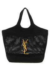 Sac cabas Saint Laurent en raphia noir