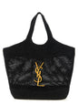 Saint Laurent Black Raffia Tote Bag