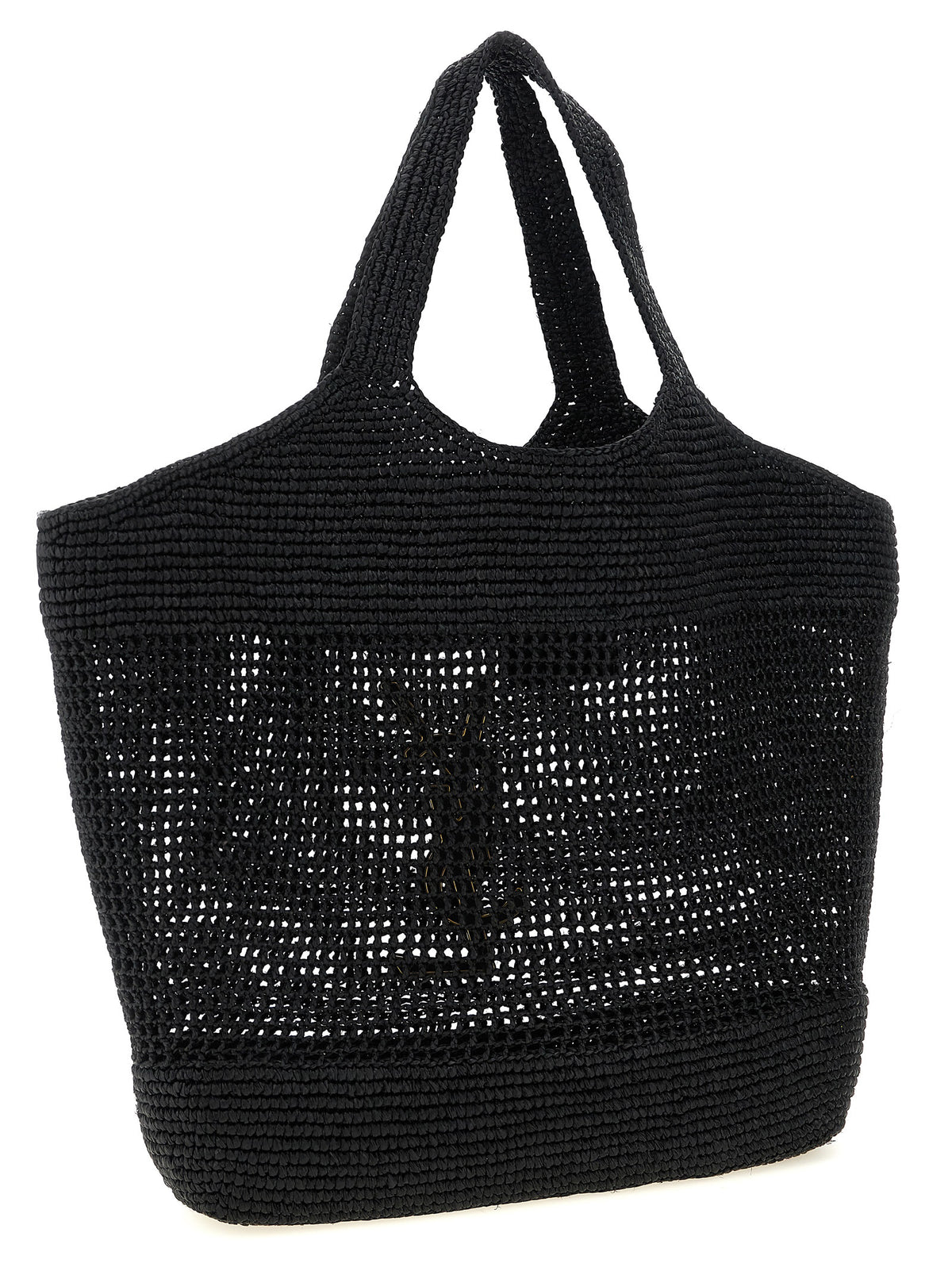 Sac cabas Saint Laurent en raphia noir