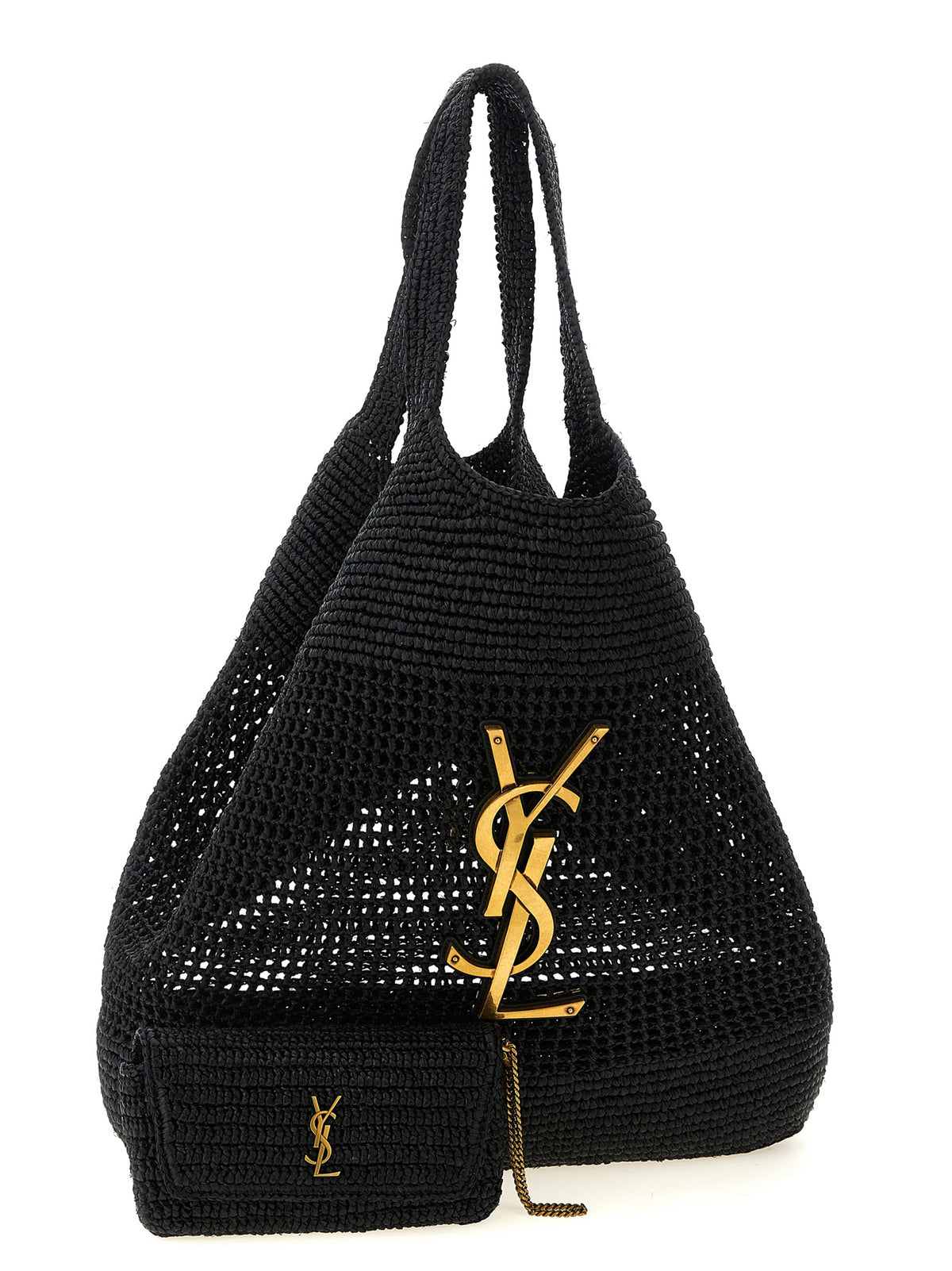Sac cabas Saint Laurent en raphia noir