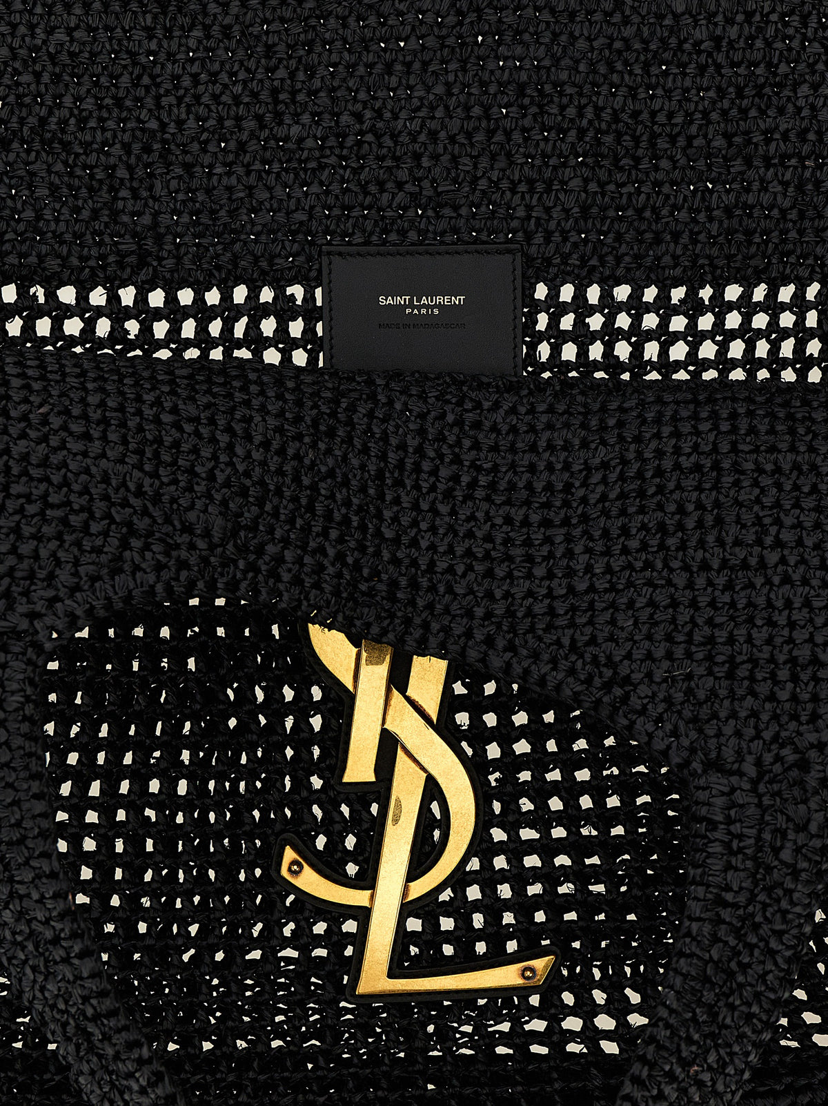 Sac cabas Saint Laurent en raphia noir