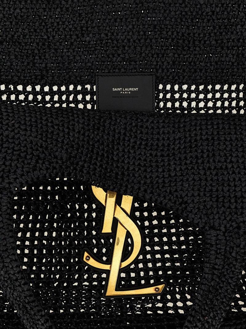 Sac cabas Saint Laurent en raphia noir
