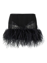 The Attico Black Polyester Long Skirt with Marabou Feathers