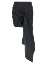 The Attico Black Cotton Long Skirt