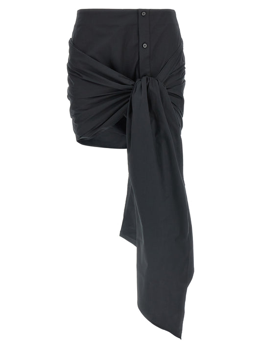 La longue jupe noire en coton The Attico