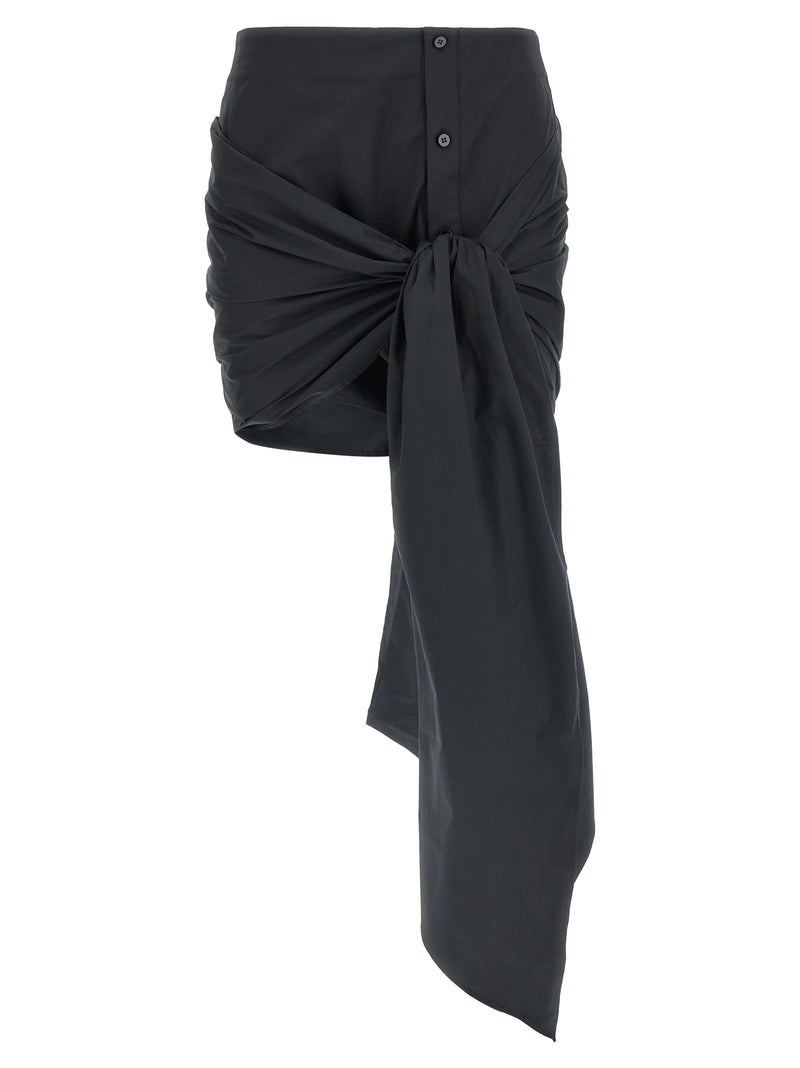 La longue jupe noire en coton The Attico