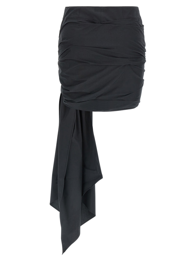 La longue jupe noire en coton The Attico