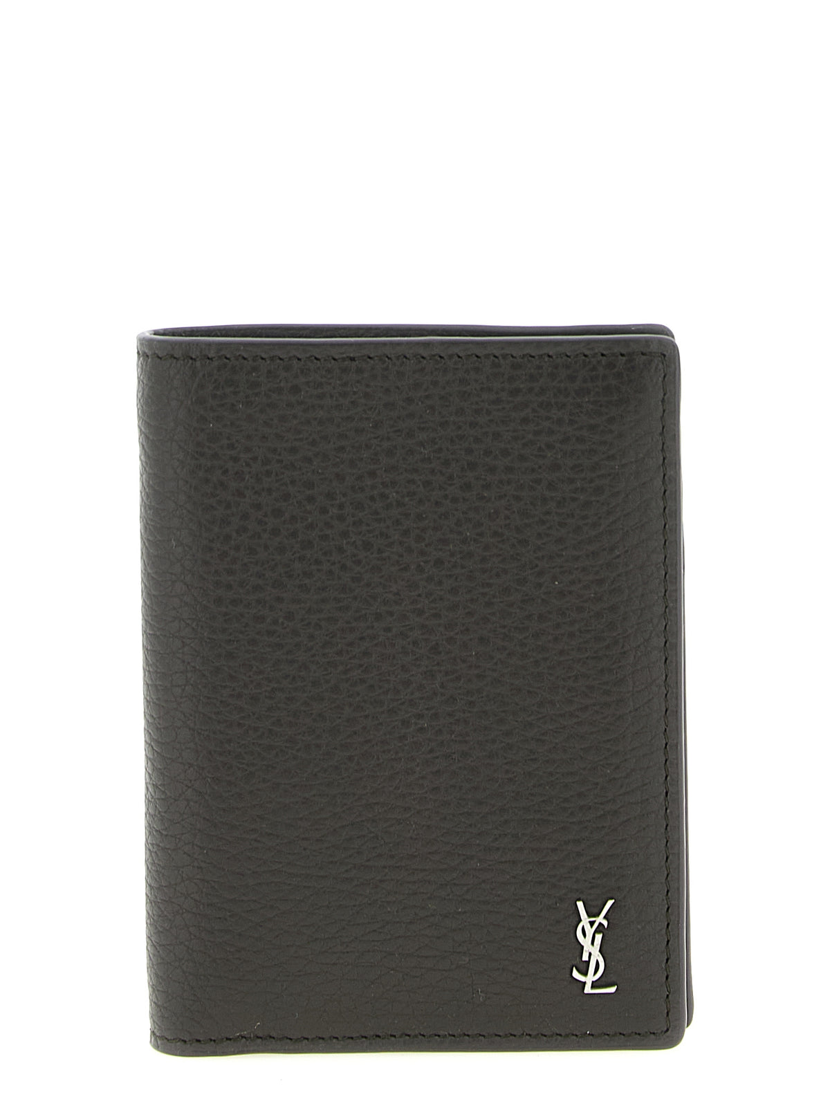 Saint Laurent Brown Calfskin Leather Wallet - Tiny Cassandre