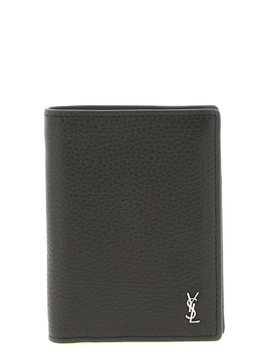 Saint Laurent Brown Calfskin Leather Wallet - Tiny Cassandre