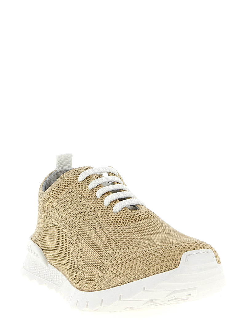 Kiton Beige Cotton Athletic Sneakers for Men